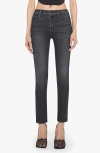 Mother The Rambler Zip Heel High-rise Straight-leg Jeans In Black