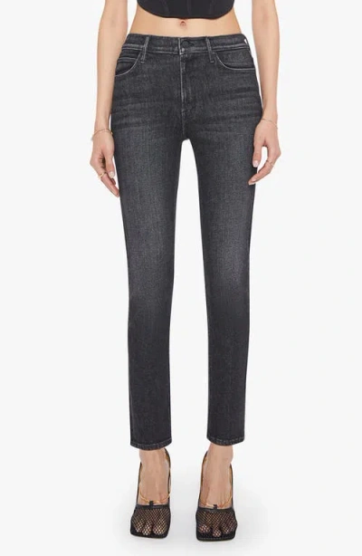 Mother The Rambler Zip Heel High-rise Straight-leg Jeans In Black