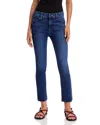 Mother The Dazzler Mid Rise Ankle Straight Jeans In Fancy Meeting You Here In Blue