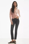 Mother The Dazzler Mid-rise Ankle Straight-leg Jeans In Black
