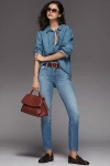 Mother Mid-rise Dazzler Ankle Fray New Sheriff In Town Straight Jean In Blue