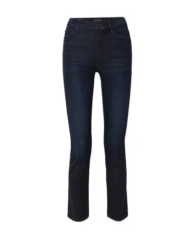 Mother The Dazzler Middle Waist Straight Tube Jeans In Black