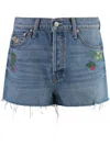 Mother The Dutchie Distressed Denim Shorts In Blue