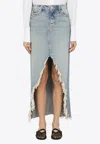 Mother The Ditcher Maxi Super Frayed Skirt In Blue
