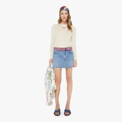 Mother The Ditcher Mini Fray Heads Or Tails Skirt In Blue