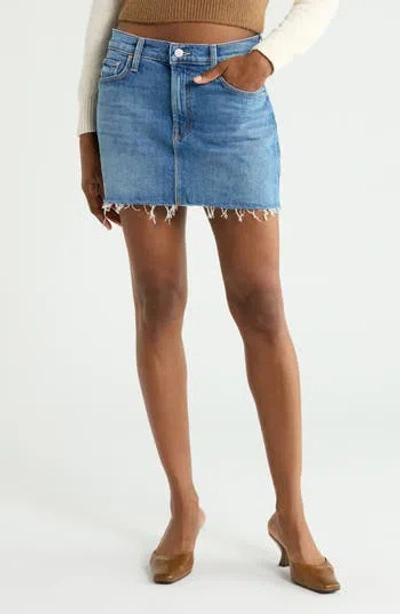 Mother The Ditcher Mini Fray Miniskirt In Blue