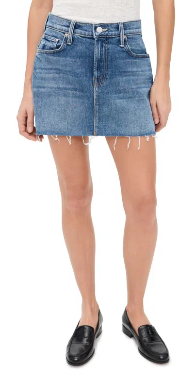 Mother The Ditcher Mini Fray Skirt Heads Or Tails In Blue