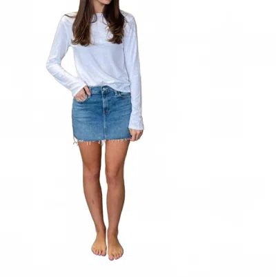 Mother The Ditcher Mini Skirt In Heads Or Tails In Blue