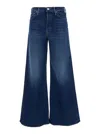 Mother 'the Undercover Sneak' Blue Jeans With Palazzo Style And Logo Patch On The Rear In Black