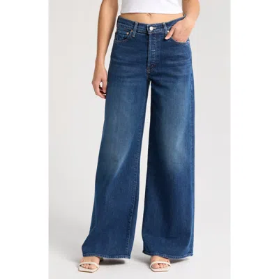 Mother The Ditcher Roller Sneak High Waist Wide Leg Jeans In Cannonball