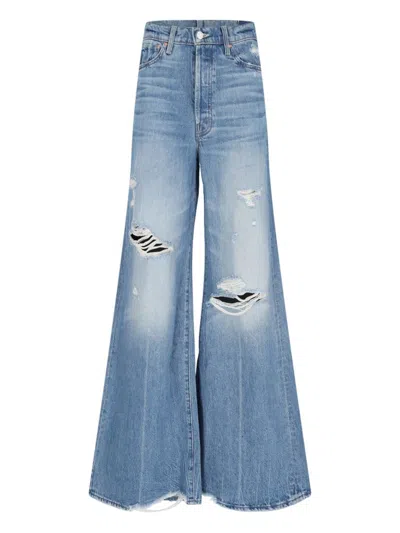 Mother "the Ditcher Roller Sneak" Palazzo Jeans In Blue