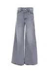 Mother Grey Stretch Denim The Ditcher Jeans In Blue