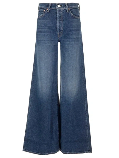 Mother Petites The Lil Tomcat Roller Sneak High Rise Jeans In Sixth Sense In Blue
