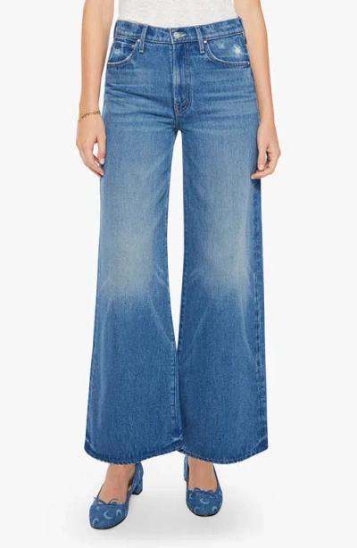 Mother The Ditcher Roller Wide Leg Jeans In Blue