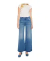 Mother Womens Perfectly Imperfect The Tomcat Roller Skimp Wide-leg Denim Jeans In Blue