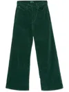 Mother The Ditcher Roller Sneak Jean In Dark Green In Dkg Verdone
