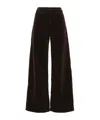 Mother 'ditcher' Brown Five Pockets Jeans With Wide Leg In Corduroy Woman In Black