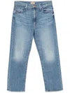 Mother The Ditcher Zip Cropped Jeans In Blue