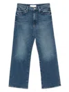 Mother High-waisted Cropped Jeans In Blue Denim