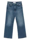 Mother High-waisted Cropped Jeans In Blue Denim