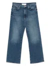 Mother High-waisted Cropped Jeans In Blue Denim