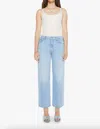 Mother Womens The Roller Sneak Wide-leg Mid-rise Stretch Denim-blend Jeans Balls In Your Court