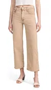 Mother The Dodger Flood High Rise Jeans In Dark Khaki In Brown