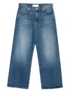 Mother High-waisted Cropped Jeans In Blue Denim In Blue