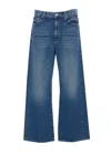 Mother Regular Fit Denim Trousers With Contrast Stitching In Blue