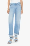 Mother The Dodger Button Hover Cuff Wide Leg Jeans In Funk N Flair