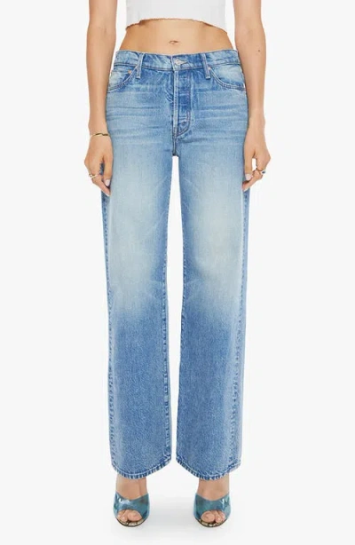 Mother The Dodger Button Sneak Wide Leg Jeans In Blue