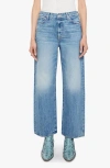 Mother The Dodger Embroidered Flood Wide Leg Jeans In Blue