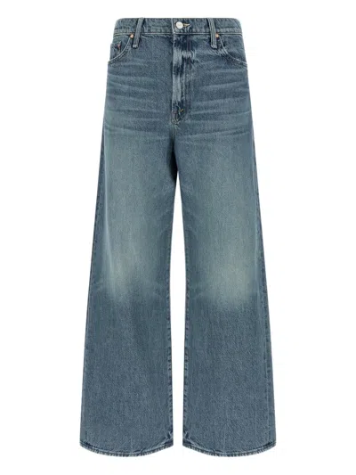 Mother The Dodger Flood Contrast-stitch Wide-leg Jeans In Blue