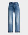 Mother Womens Different Strokes The Maven Sneak Straight-leg Mid-rise Jeans In Toil And Trouble