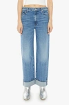 Mother Womens Different Strokes The Maven Sneak Straight-leg Mid-rise Jeans In Toil And Trouble