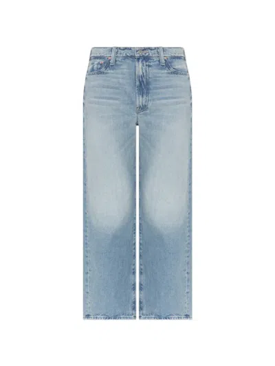 Mother The Dodger Flood Faded-effect Wide-leg Jeans In Blue