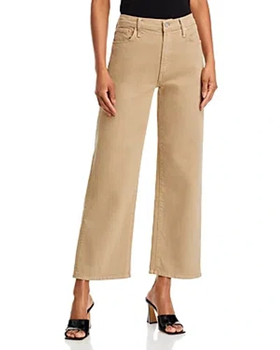 Mother The Dodger Flood High Rise Jeans In Dark Khaki In Brown
