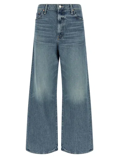 Mother The Dodger Flood Contrast-stitch Wide-leg Jeans In Blue