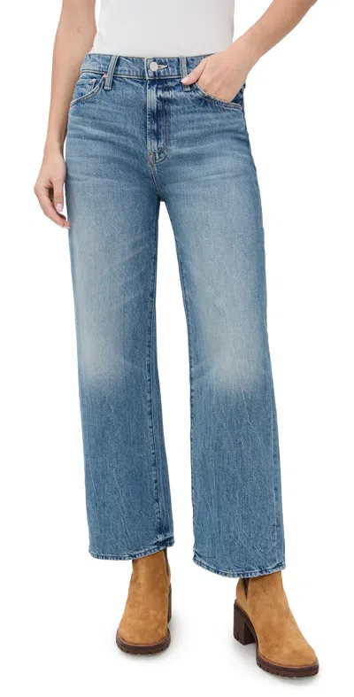 Mother The Hustler Roller Sneak High-rise Wide-leg Jeans In Blue