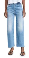 Mother Womens The Bookie Flood Straight-leg Flared Stretch-denim Blend Jeans Sow Surreal In Mediterranean Muse