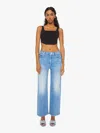 Mother Petites The Lil Dodger Button Sneak Wipeout Jeans In Blue