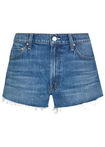 Mother The Dodger Fray Denim Shorts In Blue