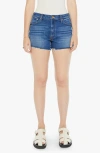 Mother The Dodger Frayed Denim Shorts In Blue