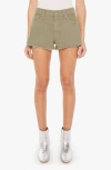 Mother The Dodger Frayed Denim Shorts In Brown