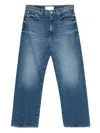 Mother High-waisted Cropped Jeans In Blue Denim In Blue
