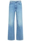 Mother The Bookie High Rise Ankle Wide Leg Jeans In Puzzled In Blue