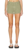 Mother The Dodger Frayed Denim Shorts In Army