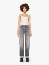 Mother The Dodger Skimp High Waist Cuffed Hem Wide Leg Jeans In Gray