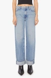 Mother The Dodger Skimp High Waist Cuffed Hem Wide Leg Jeans In Blue