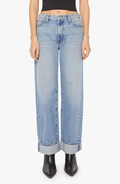 Mother The Dodger Skimp High Waist Cuffed Hem Wide Leg Jeans In Blue